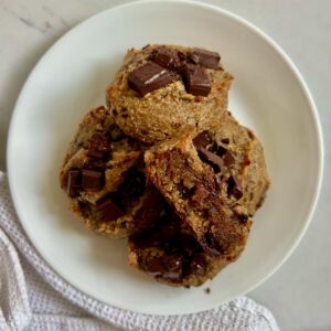Tahini Chocolate Chunk Cookies gluten-free and naturally sweetened.